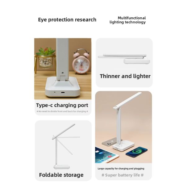USB Charging Bedside Table LED Light Children's Reading Dormitory Study Light for Night Study Lighting