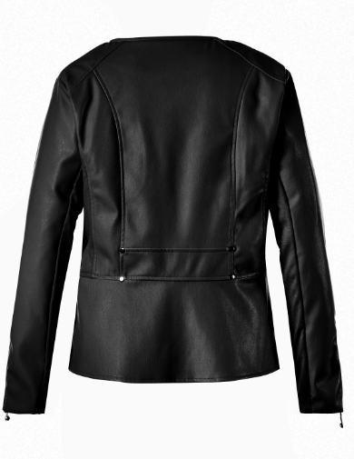 Cool Slim Fit Ladies PU Jackets With Zipper Design And Back Stud Decoration