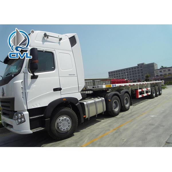 40 Foot High Flatbed Semi Truck Trailer 3 FUWA Axles For Carry Container Cement Bags