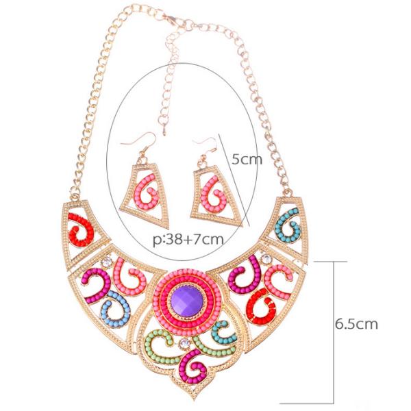 Vintage jewelry alloy hollow beads necklace with diamond earrings clavicle / Necklaces