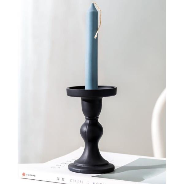 Black Color Glass Candle Holder Lead Free Pillar And Taper Candle Holders