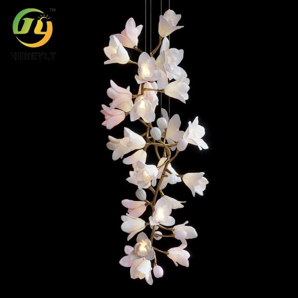 Подгонянная люстра проекта роскошного искусства цветка керамическая современная для лобби свадьбы гостиницы