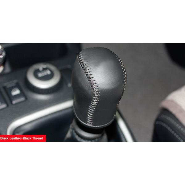 Black Leather Gear Shift Knob Cover for Nissan X-Trail Qashqai 2 Manual Transmission