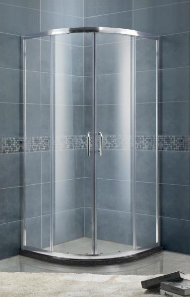 Curved Silver Aluminum  Profiles Shower Screens Double Sliding panels for Home / Hotel