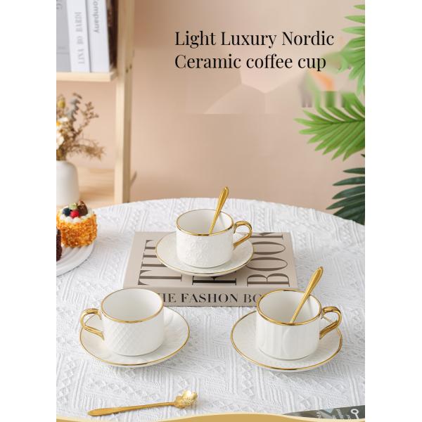 Modern White Ceramic Cups and Saucers Nordic Elegant Bone Cup Set for Water Mugs
