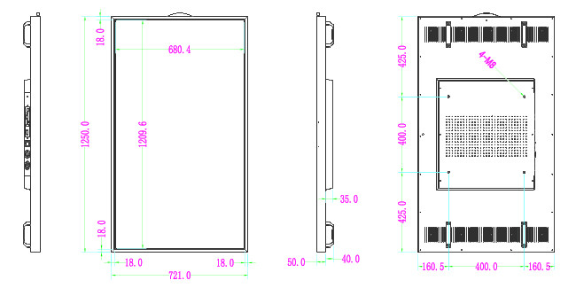 Индикаторная панель LCD окна магазина 55 дюймов вися 3500nits 1080p