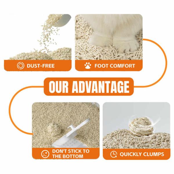Agglomerated Tofu Natural Cat Litter Deodorizing Low Dust 0.3cm