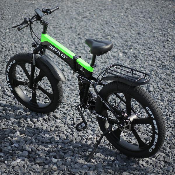 Folding Full Suspension Fat Tire Electric Bike 1000W 48V 26*4.0 Snow Tire Disc Brake