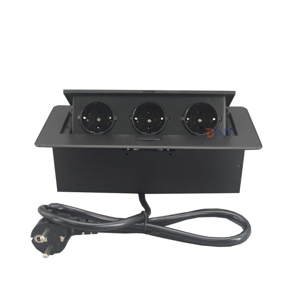 Germany using Zinc alloy spring pop up type tabletop schuko power socket with 3*1mm2 EURO power cord