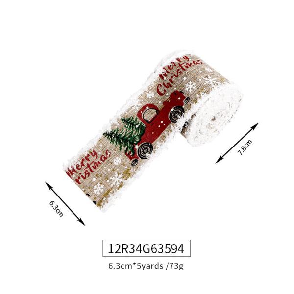 63MM MSD Christmas Wired Burlap Ribbon with Snow and Candy Print Create Festive Decor