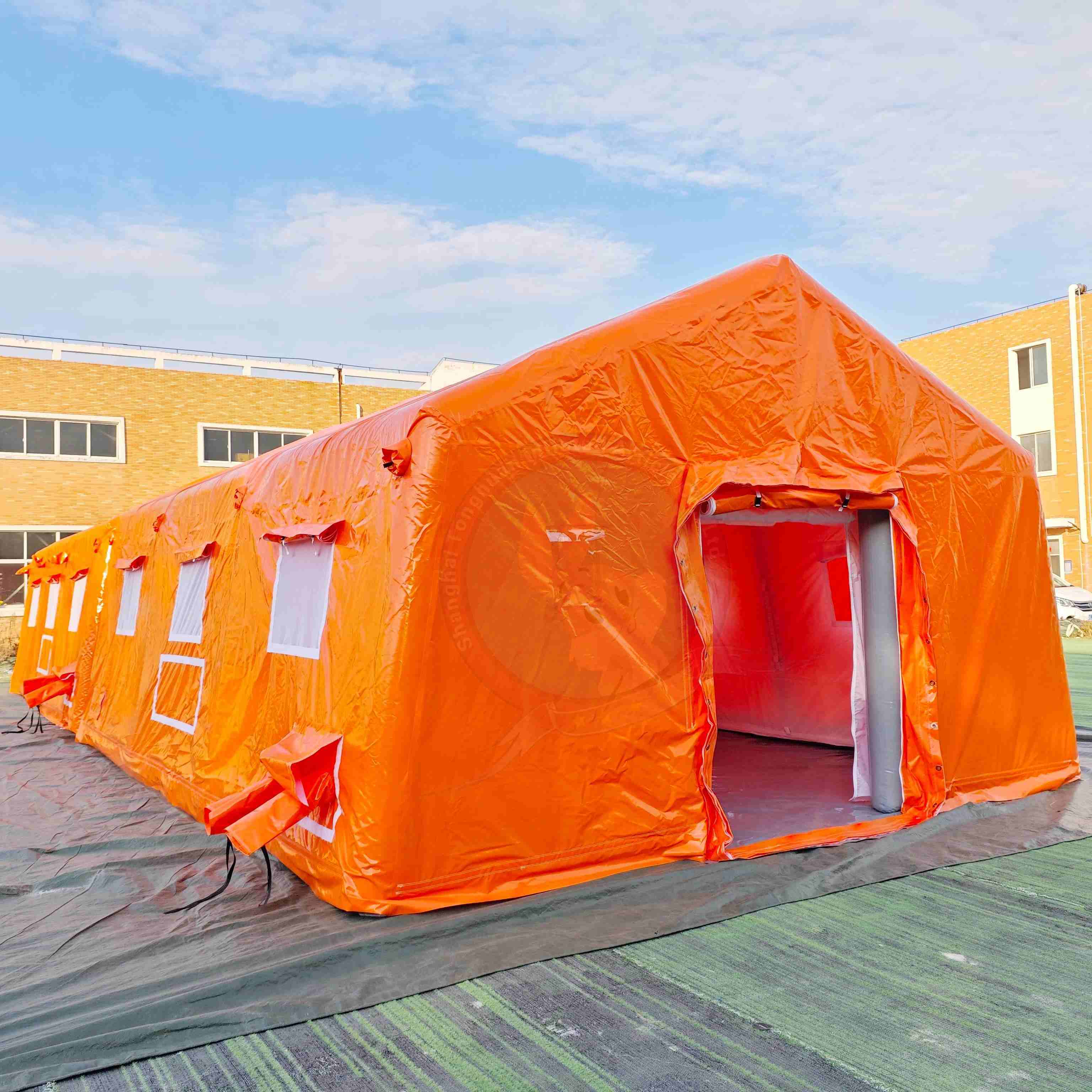 Custom Inflatable Tent Orange Medical Shelter PVC Emergency Relief Space Outdoor Rescue Station Large Event Support Structure