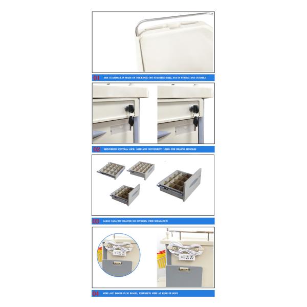Hospital Abs Plastic Dressing Emergency Medicine Medical Trolley
