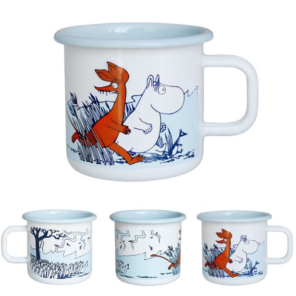 Enamel Coating Double Coating Nordic Style Thickened Metal Steel Mug Custom Cartoon Pattern Christmas Gift Mug 8x8cm