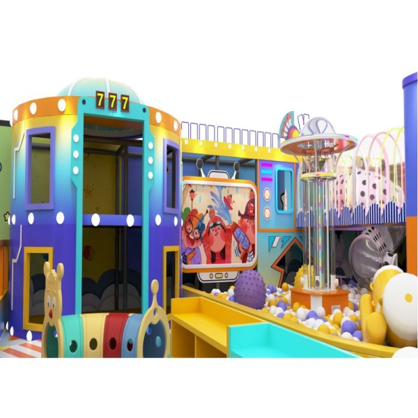 Custom Macaron Indoor Soft Play Equipment Castle Maze Slide Ball Pit Trampoline for Home