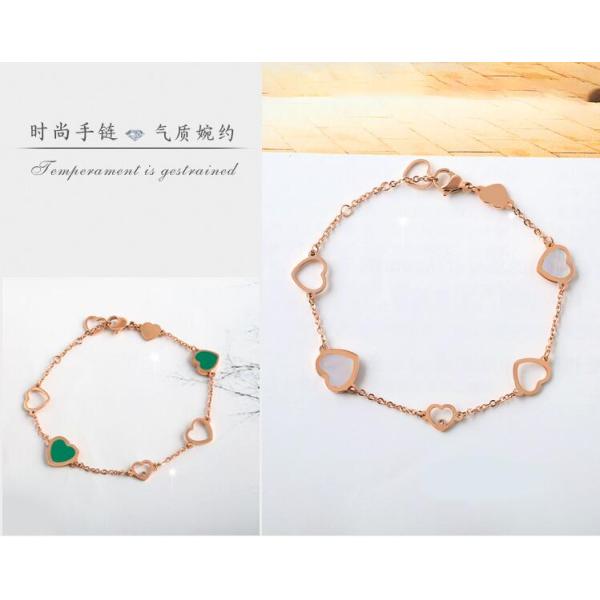 Open Heart Bracelet for Girls Fashion Jewelry White Sheel Heart Design Bangle 18K Rose Gold Open Heart