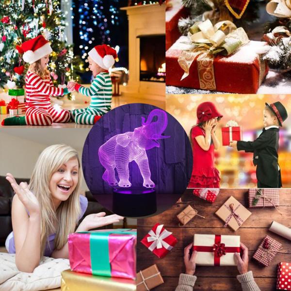3D Elephant Lamps for Boys Night Light Gifts Bedroom Elephant Gift 7 Colors