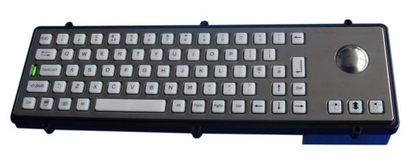 Teclado transparente vazio da montagem do painel das chaves com o trackball óptico mechnical do laser