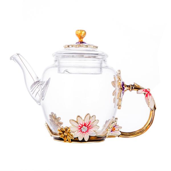 450ml Colour Enamel Glass Teapot Home Decorations Crafts Modern Style