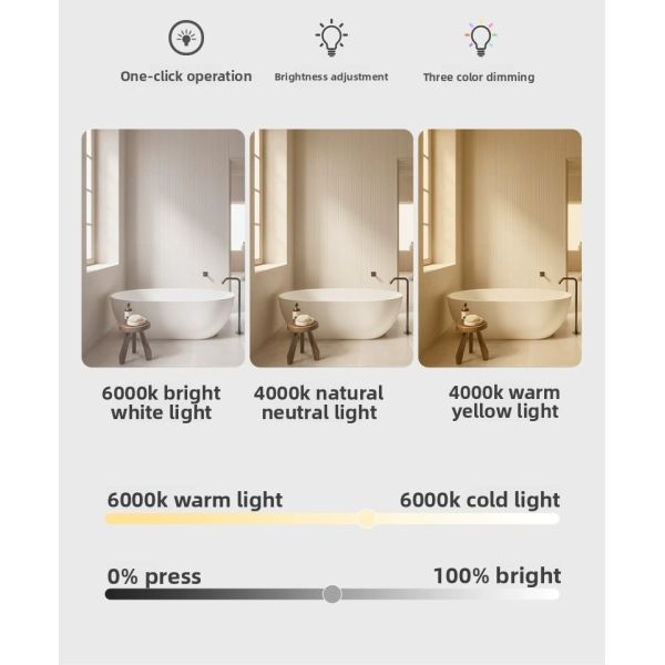 Modern Bathroom Rectangle Wall Mounted Smart Led Mirror With Time Display
