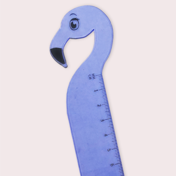 Wholesale reliable quality customizable purple15CM students gifts flamingo shape plastic ruler