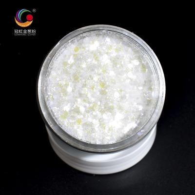 White PET Chunky Loose Cosmetic Glitter Pigment Mixes Irregular Strip For Stage Performance