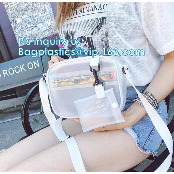 Vintage style clear PVC crossbody shoulder shopping bag, Ladies Handbag Clear Crossbody Shoulder Bag Sets, Reusable wome