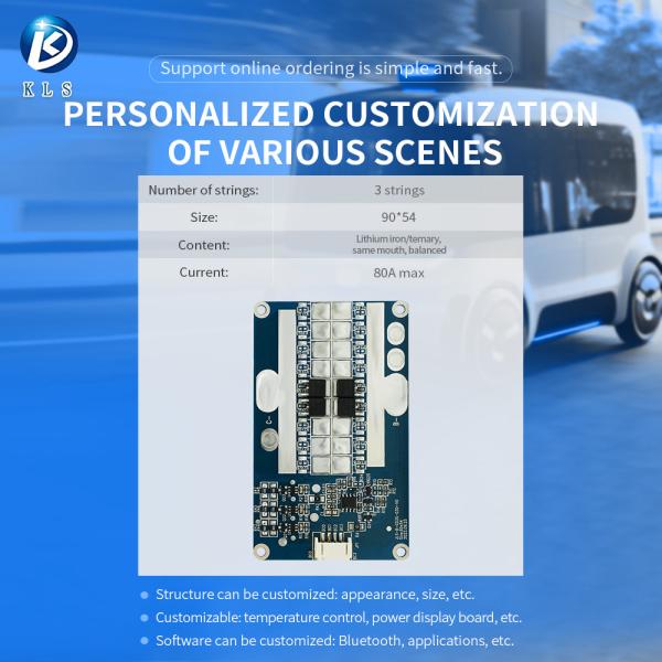 KLS BMS for Lithium Ion Battery Packs: 3S, 11.1V - 12.6V, 20A - 80A with Enhanced Balanced 18650 Charging Protection Board