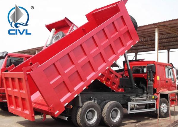 new Howo 371 Hp Tipper Truck Euro2 Heavy Duty Dump Truck HW76 Cabin engine euroII Red color