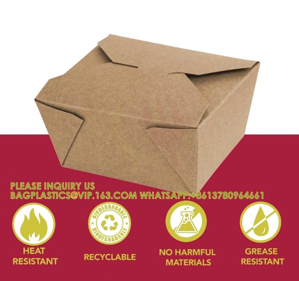 Takeout Boxes Paper, 8 OZ Take Out Food Container, Kraft Small To Go Box, Recyclable Brown Cardboard Food Pails