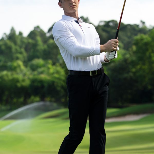 Custom Logo Men Regular Fit Long Sleeve Golf Polo Shirt, 92%/90% Polyester 8%/10% Spandex Medium Stretch Quick Dry Athletic Golf Training Top Custom Color