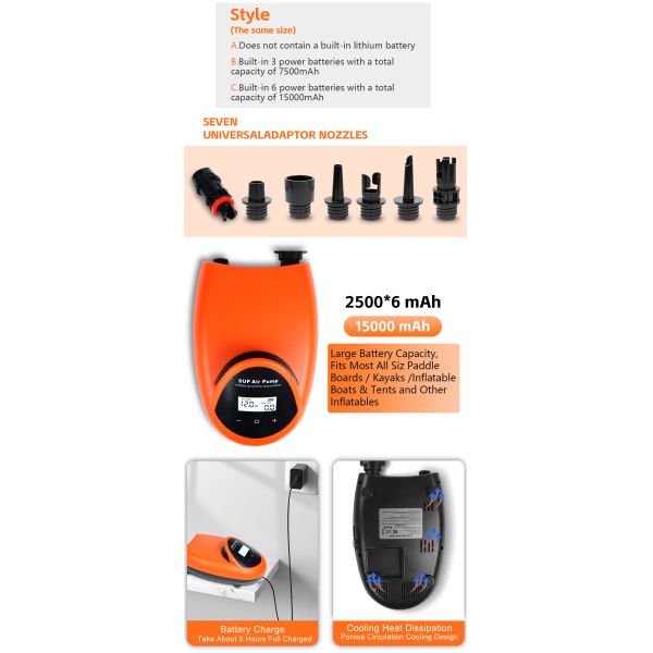 Rechargeable 2500mAh Surfboards Accessory ABS SUP Inflatable Boats Kayak Accessory