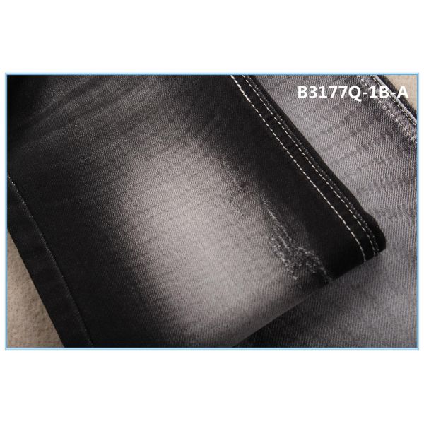 Black Color Fake Knitted White Back Denim Fabrics for Jeans  with Double Layers