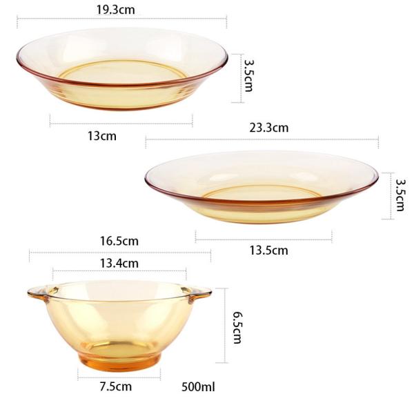 Restaurant Amber Microwave Heated Glass Tray Bowl Set