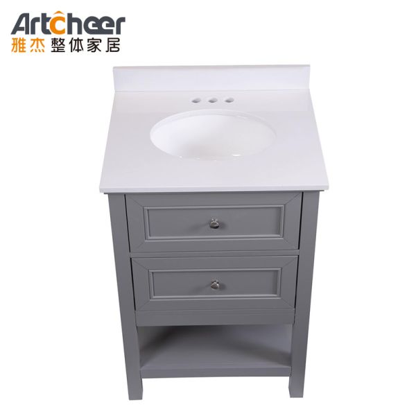 30 Inch Solid Wood Bathroom Vanity with Lacquer Surface Door Panel and Modern Design