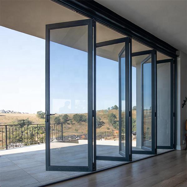 Thermal Break Double Glass Aluminium Folding Patio Glass Door For Meeting Room