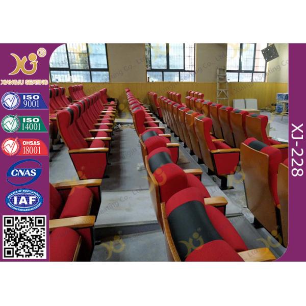 Wood Seat Back Cover Conference / Church Auditorium Chairs With Folding Seat