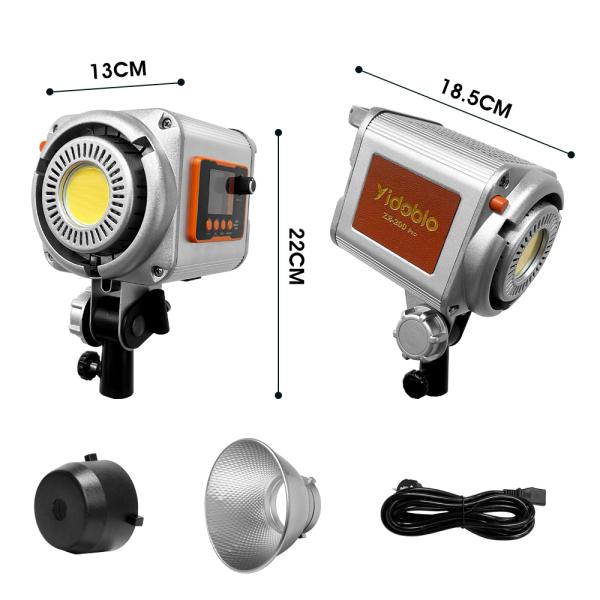 Projecteur de lumière d'appoint enfichable de 200W avec température de couleur réglable de 2700k à 6500k, adapté à l'éclairage d'appoint intérieur et extérieur