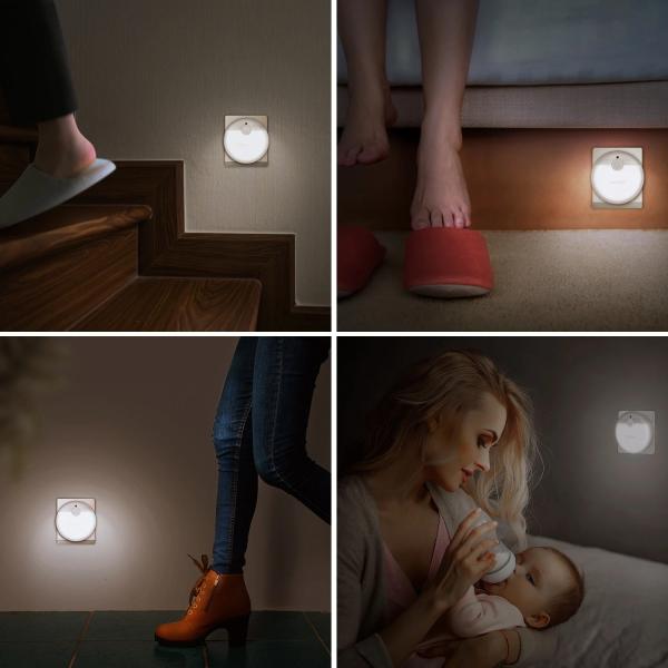 Plug In AC110V UK Dusk To Dawn Sensor Light 3x AAA LED Night Light