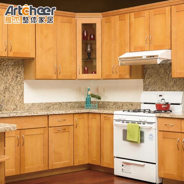 Armário de cozinha modular de carcaça de madeira compensada com design moderno e elegante e topo de pedra de mármore