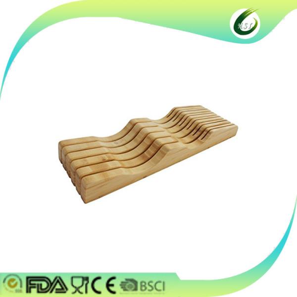 Drawer bamboo knife block knife storage and organizer