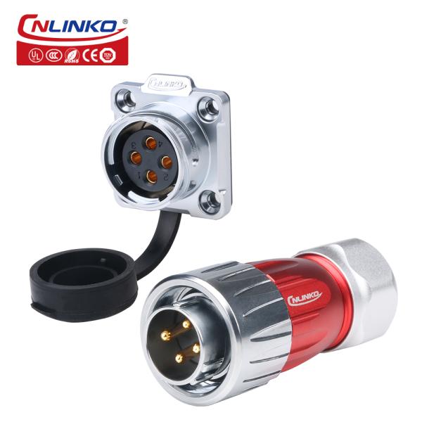 Cnlinko Connector M20 Outdoor Lighting Led IP68 4 Pin Metal Male Female Circular Waterproof Connector Metal Plug and Socket