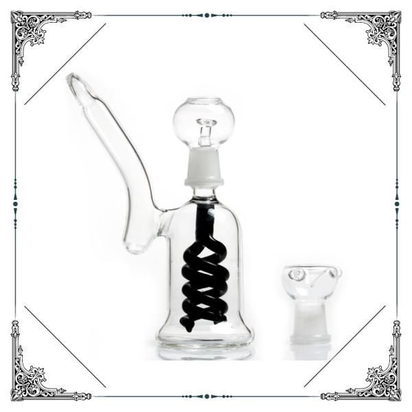 Double Black Helix Perc Bong Mini Glass Smoking Water Pipe Bubbler Oil Rigs With Nail