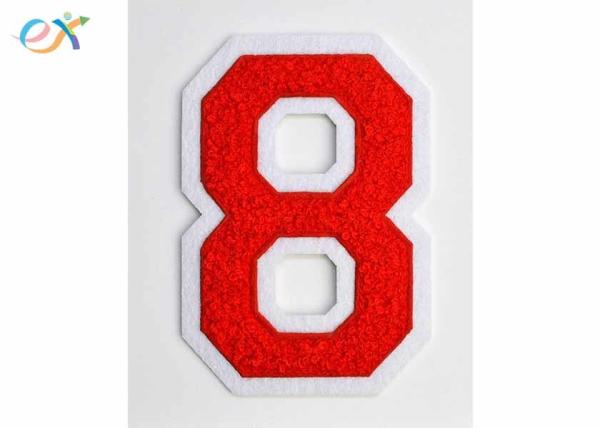 Number 0-9 Novelty Applique Red Chenille Patches Iron Or Sewing On