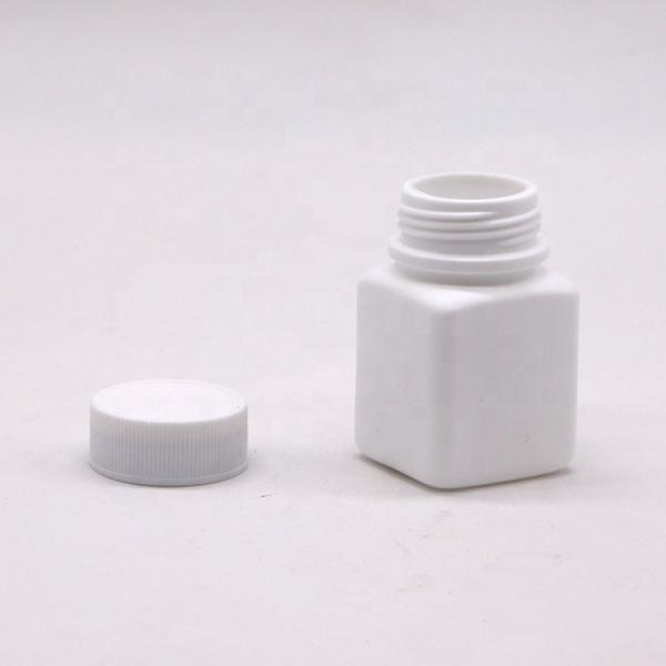 Farmacêutico Industrial HDPE 30cc Quadrado Botão de plástico cápsula de pílula com tampa de parafuso