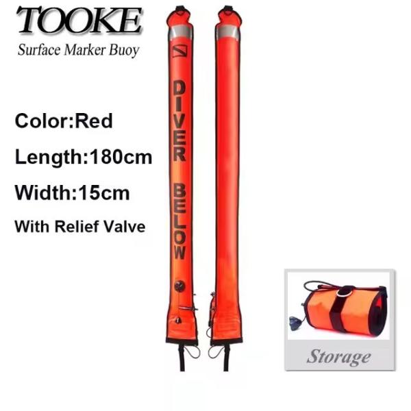 Custom Logo 180cm Signal Diving Inflatable Surface Marker Buoy for Snorkeing