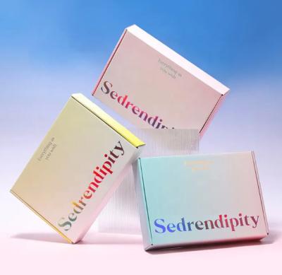 Environmental Folding Packaging Boxes Custom Logo Laser Gradient Color Display Carton Clothing Express Box Logistics