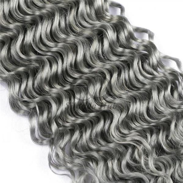 Grey Deep Wave Remy Human Hair Bundles Sew In Weave Bundles Brazilian Bundle Deals