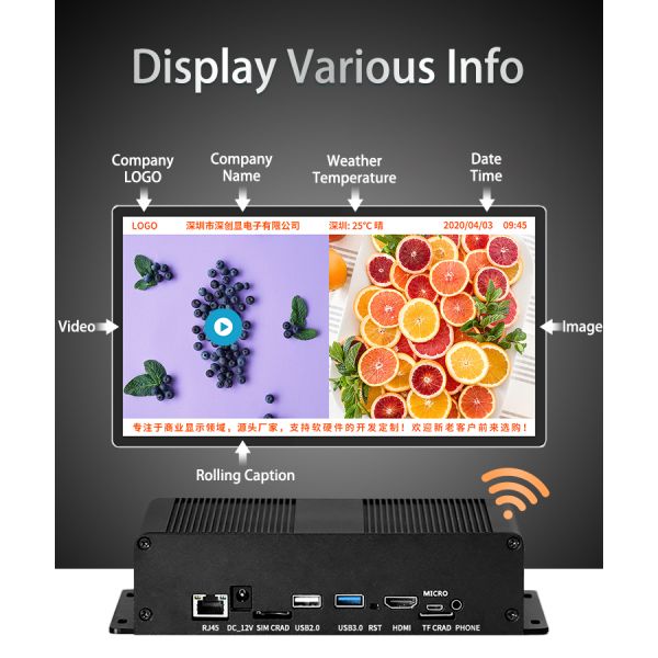 RK3399 Android 4K Media Player Box Fanless Industrial Advertising Player 4G WiFi Video Interface RJ45 SIM Card Signage Box OEM