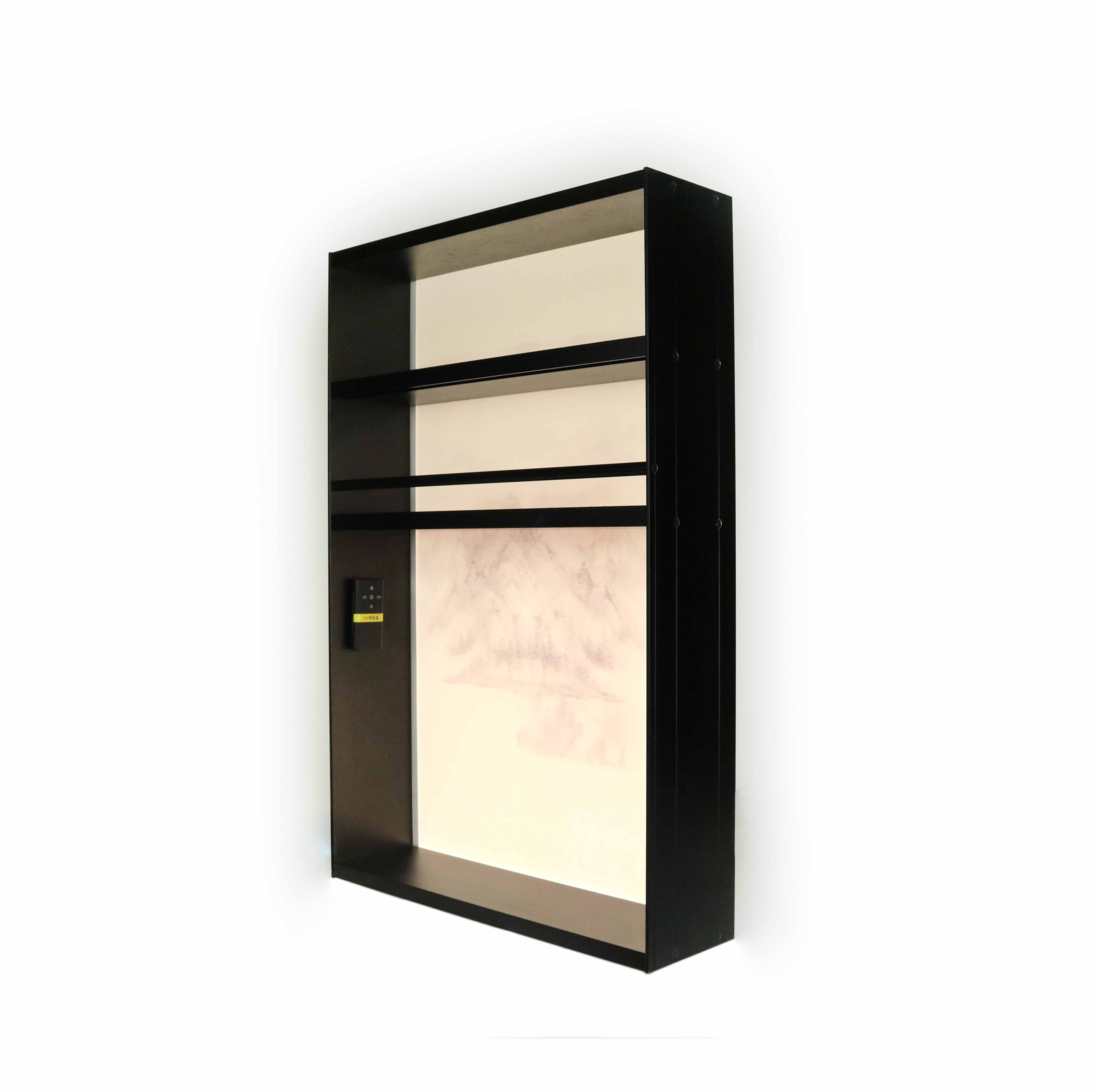 Kitchen Shelf Organizer Drain Rack with Lighted Background Glass Display Racks Living Room Cabinets