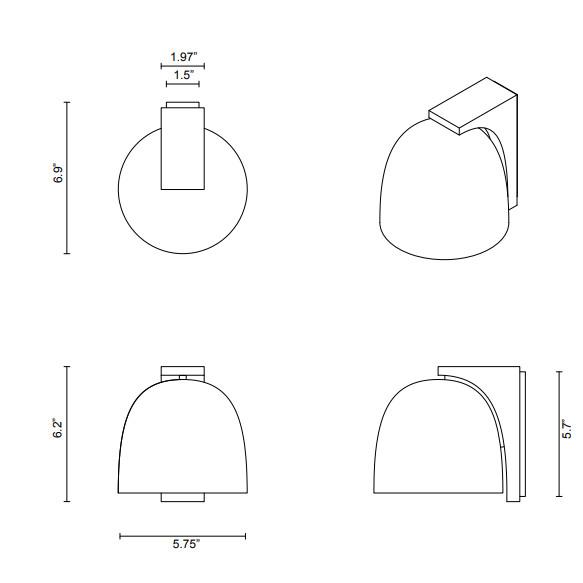 Minimalist LED Steel Tubi Wall Sconce Glass Ball Bedside Light for  Creative Study Living Room
